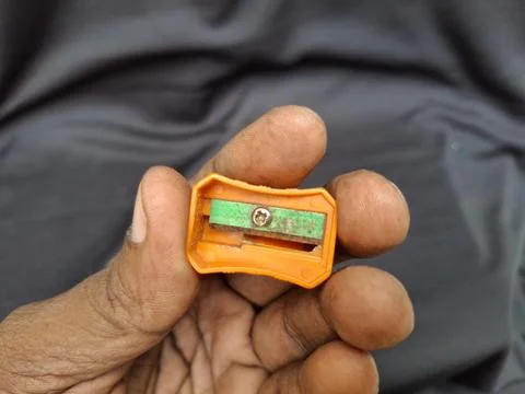 Compact single-hole pencil sharpener Stockfoto's