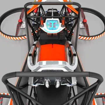 Compact single-seater quadrocopter for private use. Small urban vehicle with an Stock Illustration