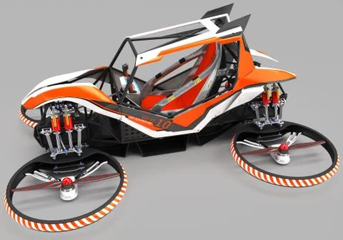 Compact single-seater quadrocopter for private use. Small urban vehicle with an Stock Illustration