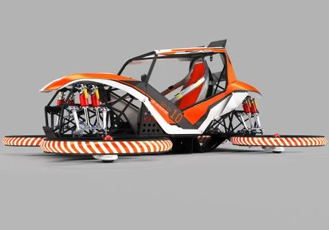 Compact single-seater quadrocopter for private use. Small urban vehicle with an Stock Illustration