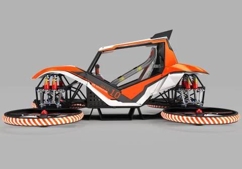 Compact single-seater quadrocopter for private use. Small urban vehicle with an Stock Illustration