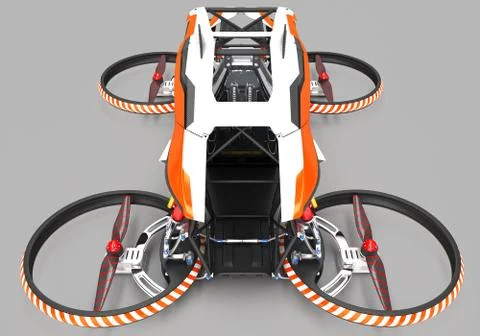 Compact single-seater quadrocopter for private use. Small urban vehicle with an Stock Illustration