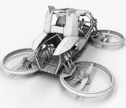 Compact single-seater quadrocopter for private use. Small urban vehicle with an Stock Illustration
