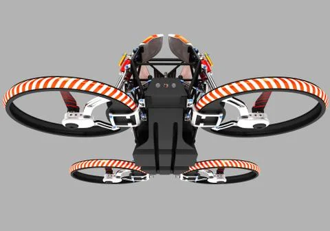 Compact single-seater quadrocopter for private use. Small urban vehicle with an Stock Illustration