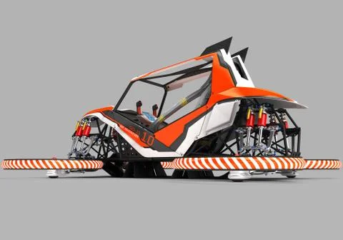 Compact single-seater quadrocopter for private use. Small urban vehicle with an Stock Illustration