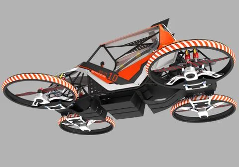 Compact single-seater quadrocopter for private use. Small urban vehicle with an Stock Illustration