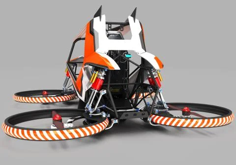 Compact single-seater quadrocopter for private use. Small urban vehicle with an Stock Illustration