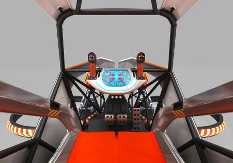 Compact single-seater quadrocopter for private use. Small urban vehicle with an Stock Illustration