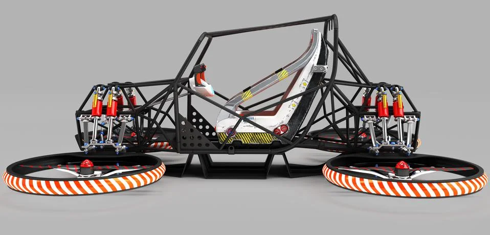 Compact single-seater quadrocopter for private use. Small urban vehicle with an Stock Illustration