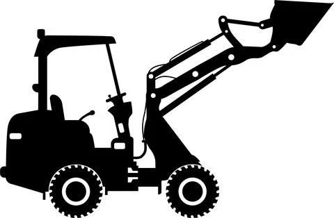 Compact Skid Steer Loader with Bucket and Wheels Icon in Flat Style. Stock Illustration