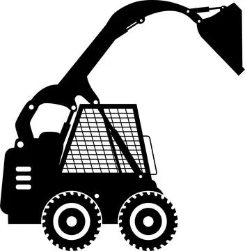 Compact Skid Steer Loader with Bucket and Wheels Icon in Flat Style. Stock Illustration