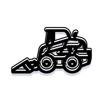 Compact skid steer loader operating construction machinery Illustrazione stock