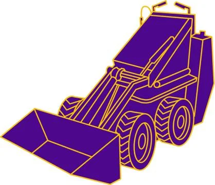 Compact Skid Steer Mono LIne Stock Illustration