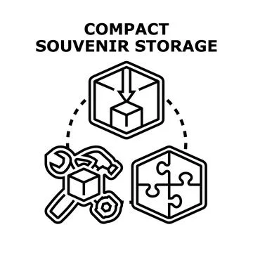 Compact souvenir storage concept, memory archiving solution 스톡 일러스트