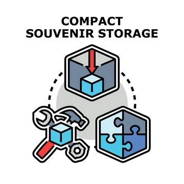 Compact souvenir storage concept, memory archiving solution Stock Illustration