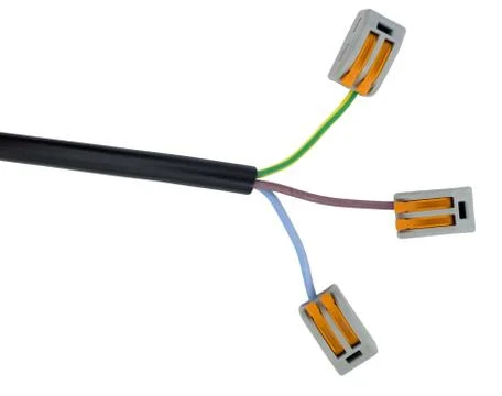 Compact splicing connector with connected wire Stock Photos