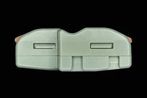 Compact splicing connector isolated on black background. Foto stock