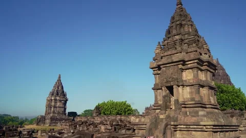 A compact stone shrine rises above extensive archaeological ruins within th.. Stock Footage 341545207