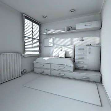 Compact Teen Bedroom 3D Model