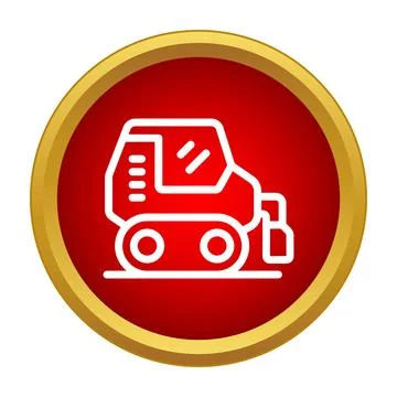 Compact track loader icon on red circle background Illustrazione stock