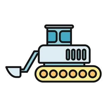 Compact tracked excavator digger construction equipment vector icon Stock Illustration