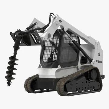 Compact Tracked Loader Bobcat with Auger 3D Model