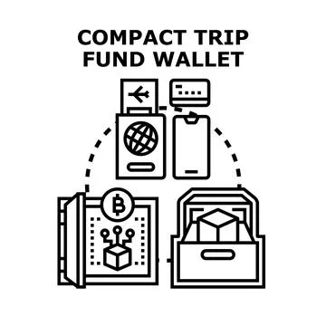 Compact trip fund wallet management and investment concept Stock Illustration