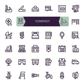 Compact Vector Icon Library with 32 Bold Line Retina Ready Detail Enhanced .. Illustrazione stock