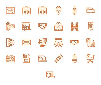 Compact Vector Icon Repository containing 25 Regular Line Retina Ready PIXE.. Ilustración de archivo