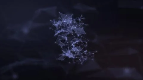 A compact violet constellation of connected points and translucent shards g.. Stock Illustration