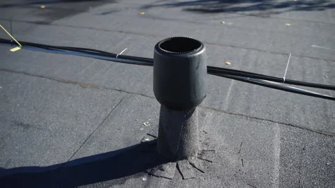 Compact well-built chimney on rooftop of residential house Stock Footage 332117160