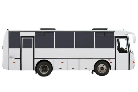 Compact white bus. Stock Photos