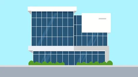 Compact Workspace Office Flat Design Illustration Exterior Stock Illustration