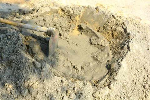 Compacted sand Waiting to be mixed with cement Stock Photos