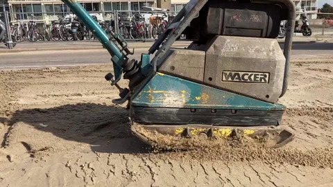 Compacter machine used at street construction site 動画素材 150784263