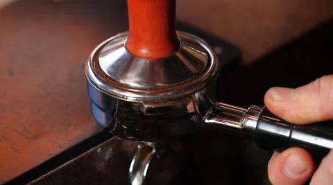 Compacting Espresso Macro Stock Footage 57717672