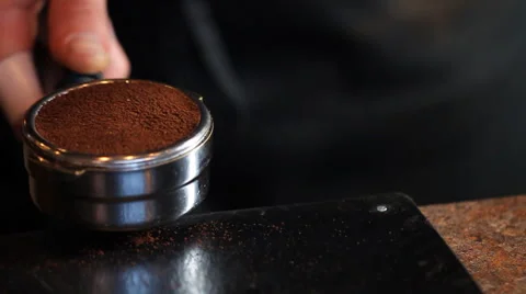 Compacting Espresso Macro Front Stock Footage 57717802