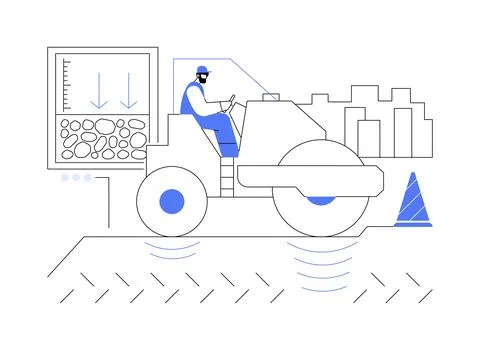 Compacting subgrade abstract concept vector illustration. Stock Illustration