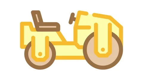 Compaction roller construction vehicle color icon animation Stock Footage 327265589