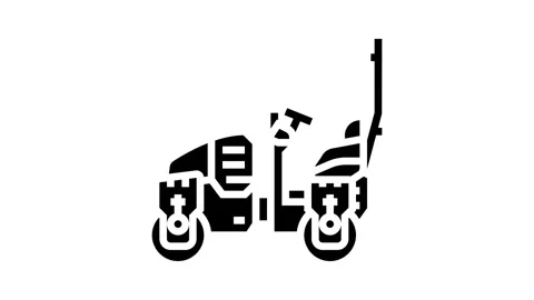 Compaction roller construction vehicle glyph icon animation Stock Footage 326151946