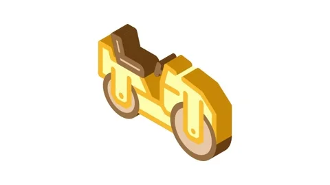 Compaction roller construction vehicle isometric icon animation Stock Footage 327288117