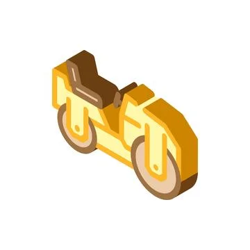 Compaction roller construction vehicle isometric icon vector illustration Stock Illustration