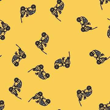 Compaction roller construction vehicle vector seamless pattern Stock Illustration