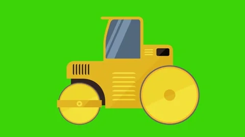 Compactor cylinder machine running on green screen background Stock Footage 258733333