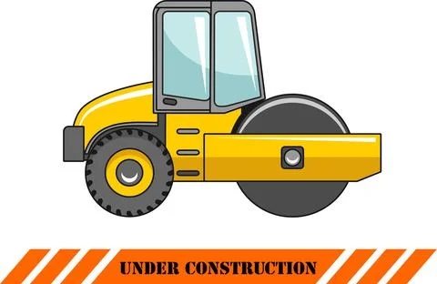 Compactor. Heavy construction machine. Vector illustration Stock Illustration