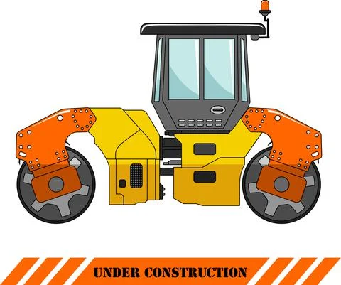 Compactor. Heavy construction machine. Vector illustration Illustrazione stock