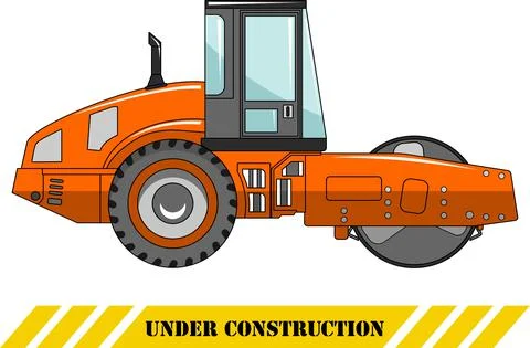 Compactor. Heavy construction machine. Vector illustration Stock Illustration