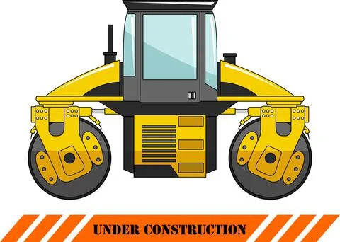 Compactor. Heavy construction machine. Vector illustration Illustrazione stock