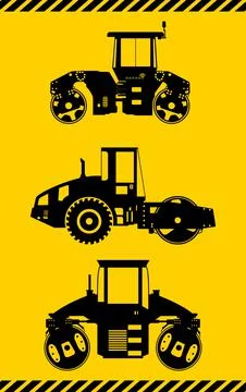 Compactors. Heavy construction machines. Vector illustration Stock Illustration