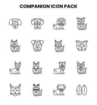 Companion Line Vector Icons Pack Stock Illustration